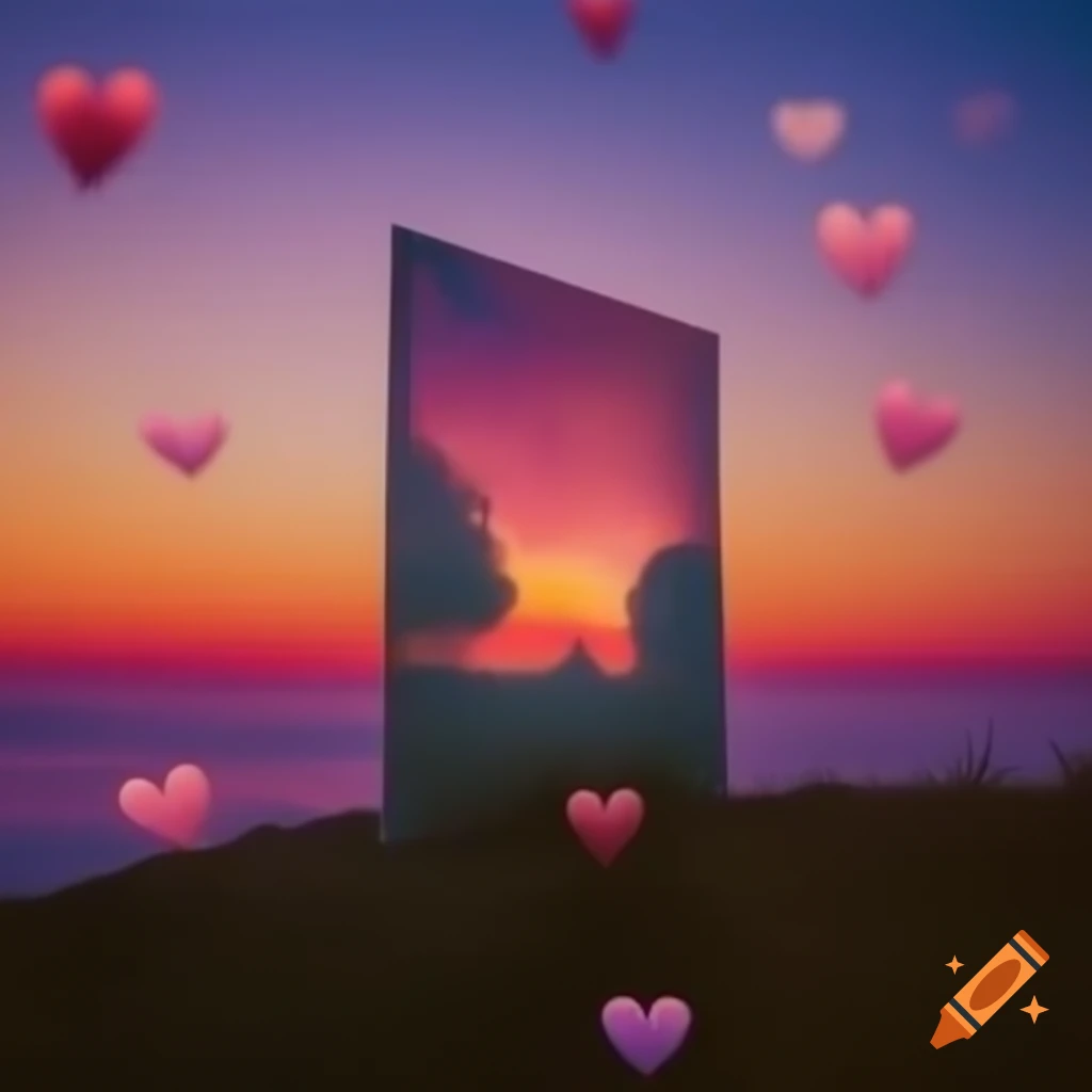Album cover for 'Endless Hearts' featuring dreamy sunset landscape in pastel colors