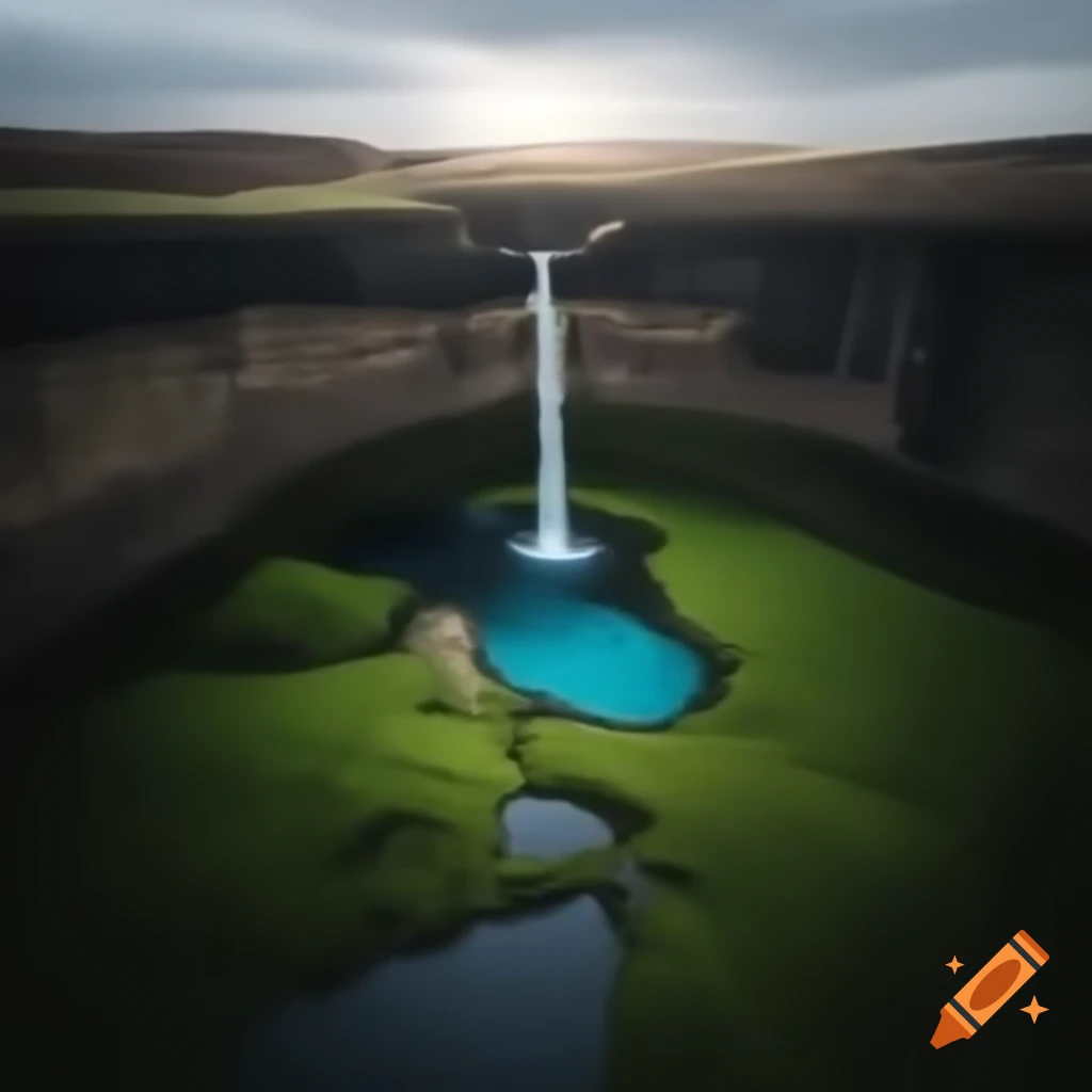Tranquil waterfall surrounded by serene nature