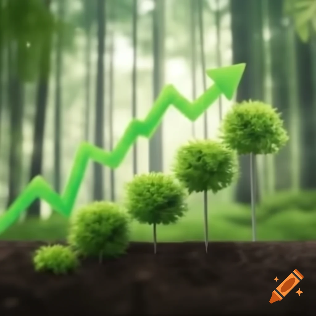 Illustration of forest growth with trees being planted linked to