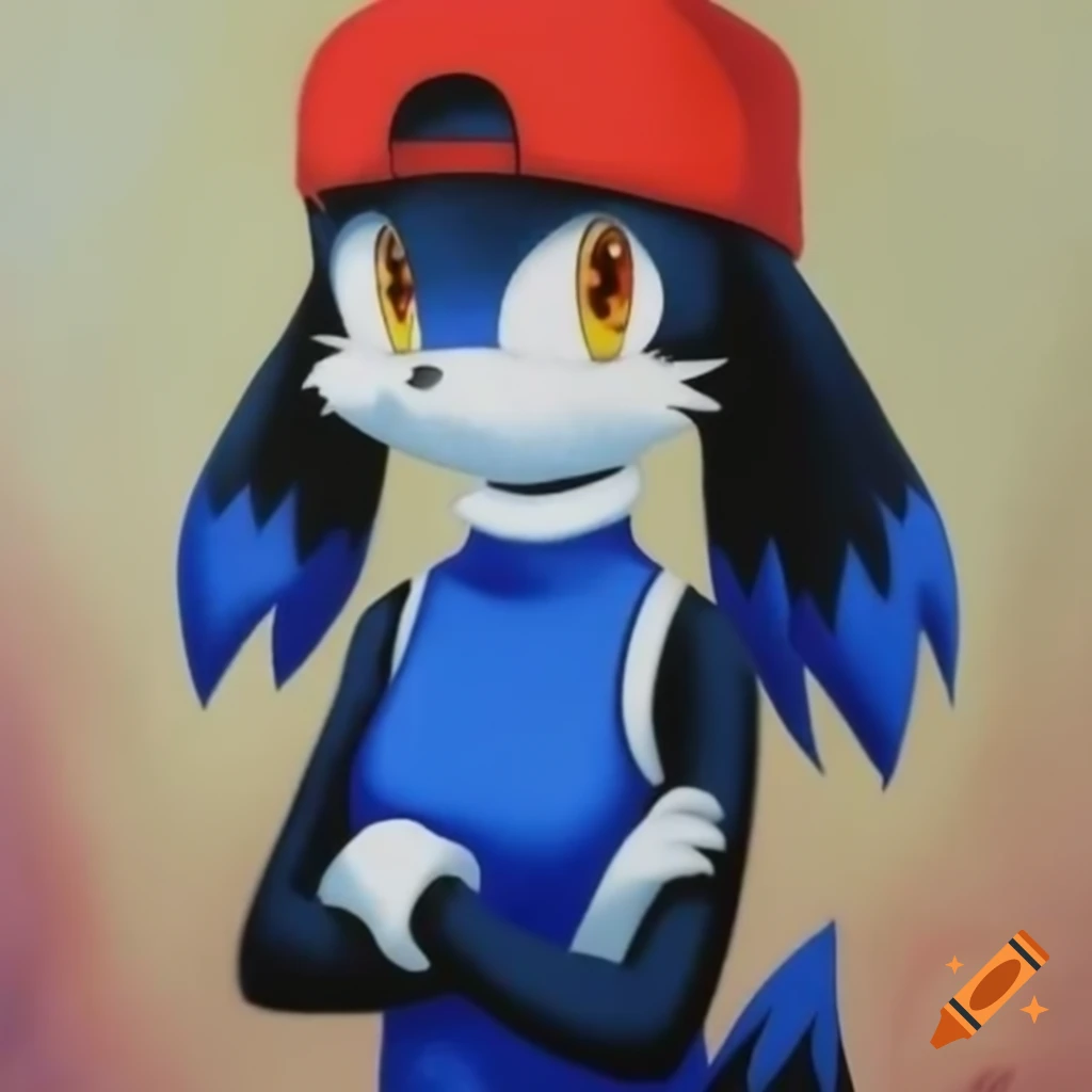 Klonoa character posing with arms crossed in blue turtleneck