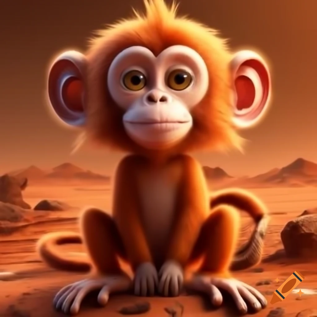 Monkey exploring the surface of mars on craiyon