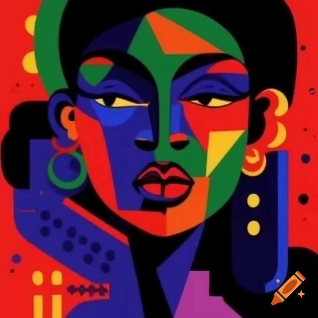 Abstract cubist portrayal of a beautiful Black woman