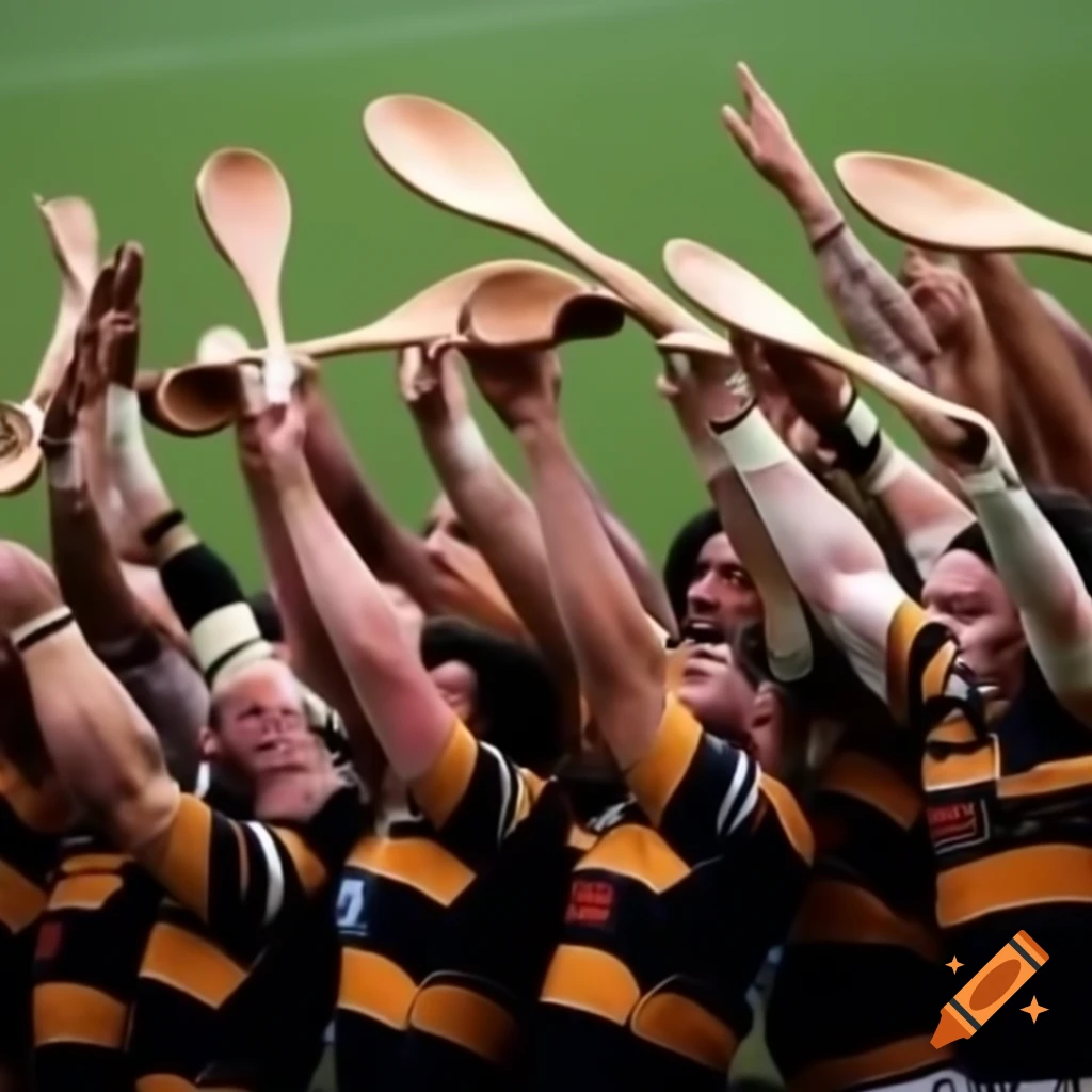 Wests Tigers team celebrating winning wooden spoon three years in a row