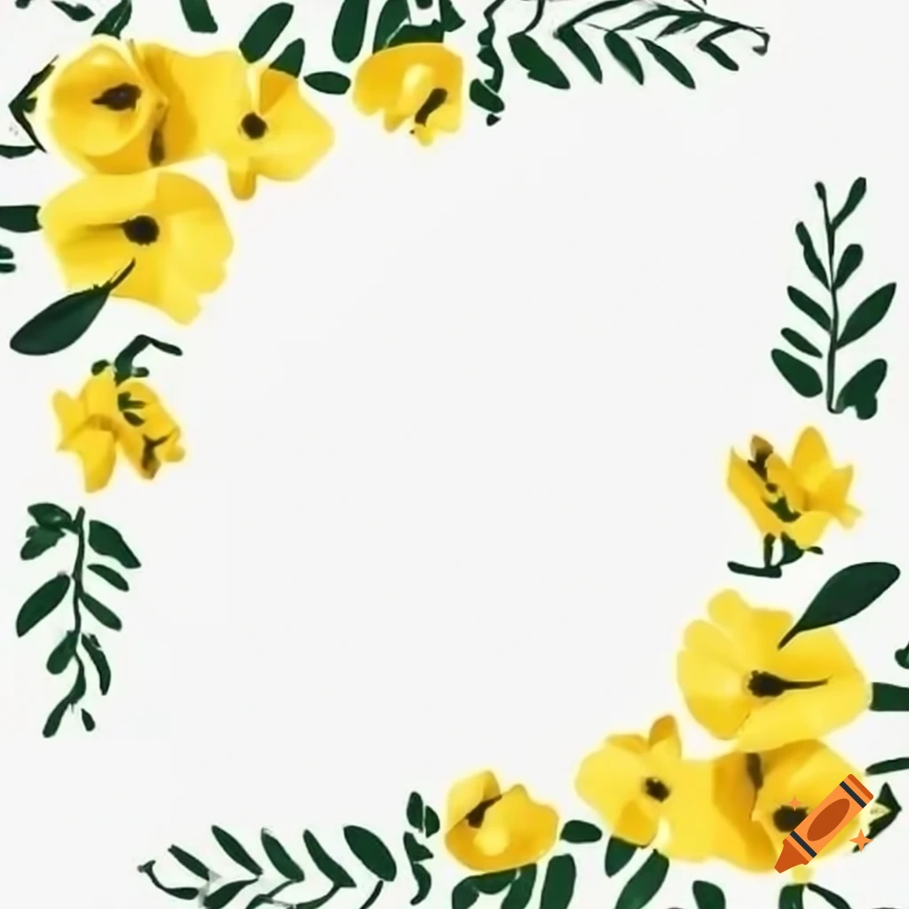 Border design with yellow flowers