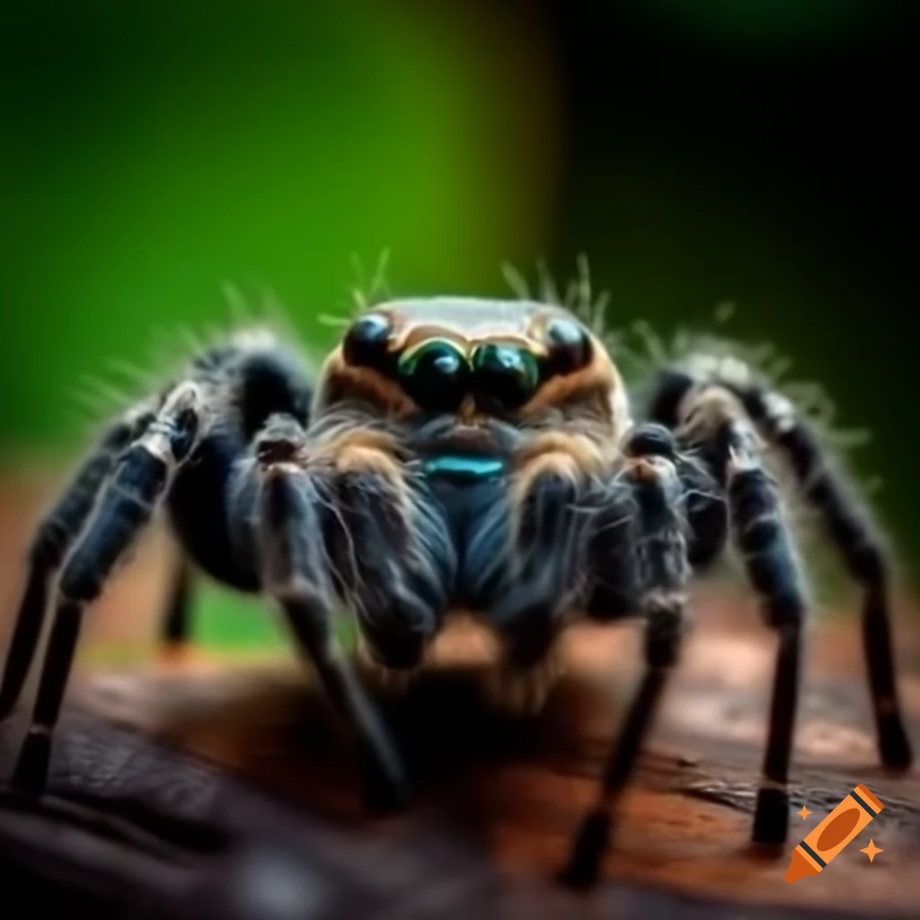 Close-up of black spider eyes
