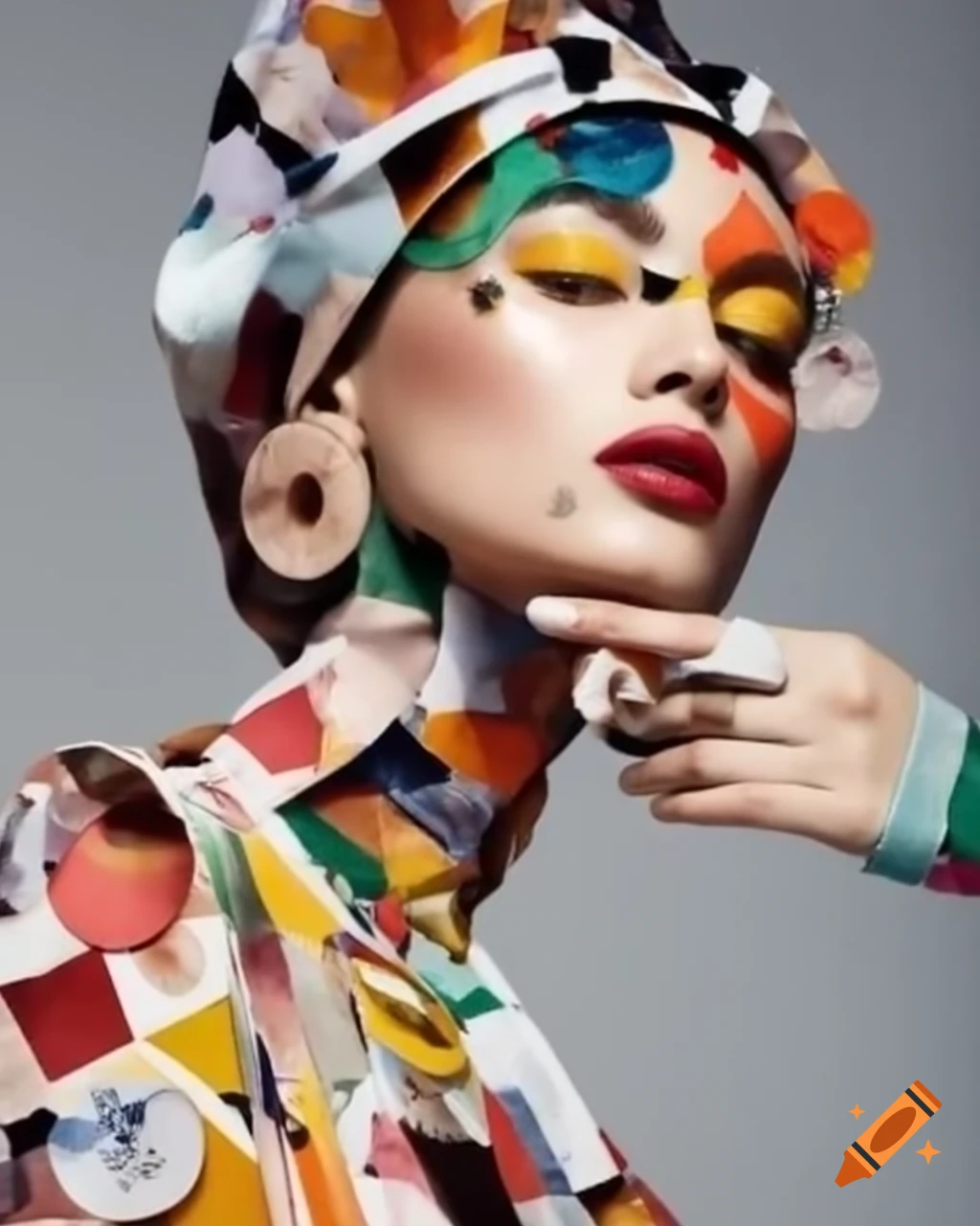 Minimalist fashion photography with surreal collage elements