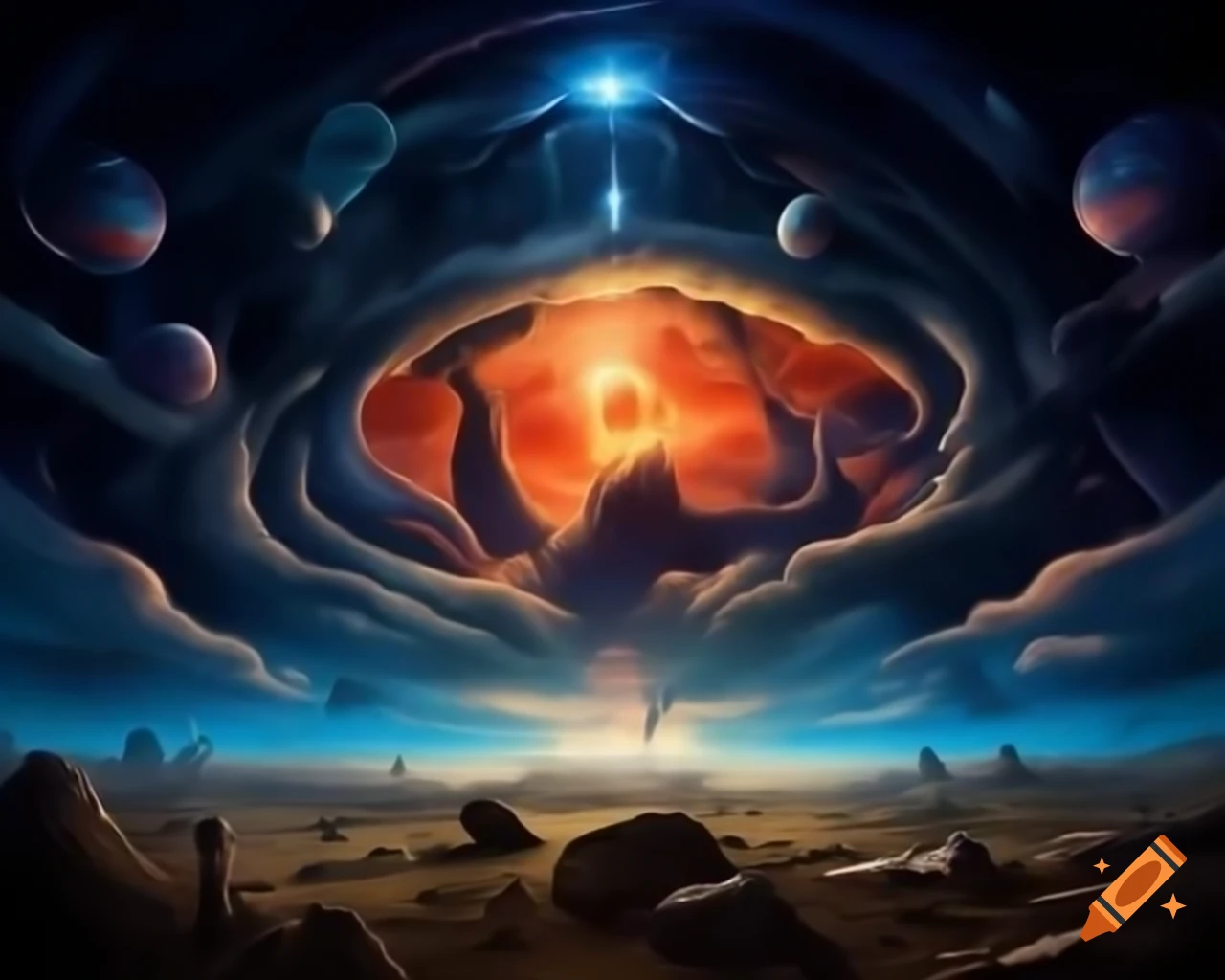 Surreal and abstract scene