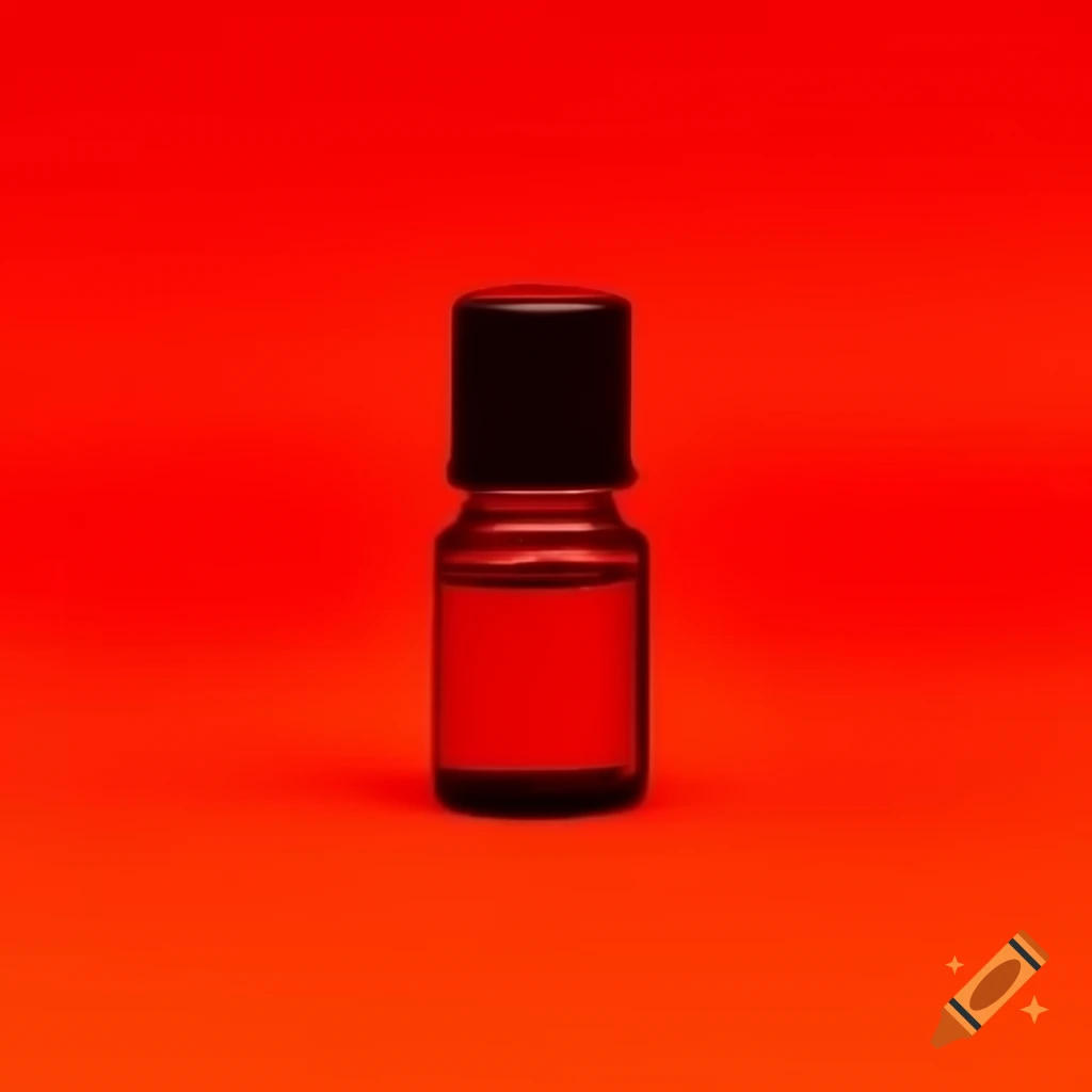 Red essential oil bottle