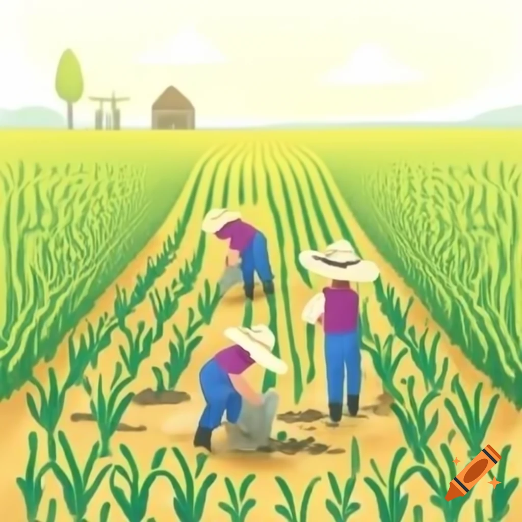 Farmers working in cornfield
