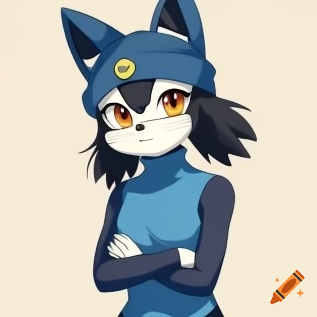Klonoa character wearing blue sleeveless turtleneck with arms crossed