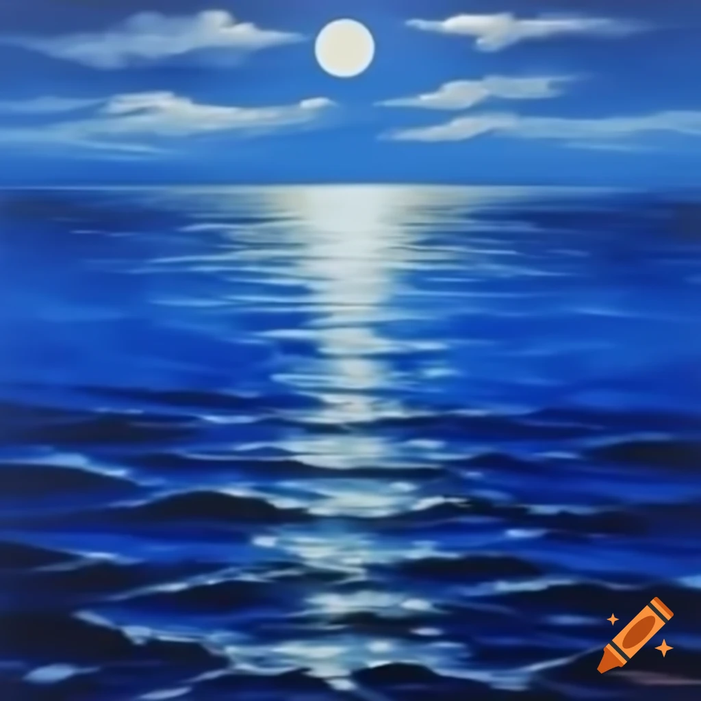Moonlight reflecting on calm sea surface