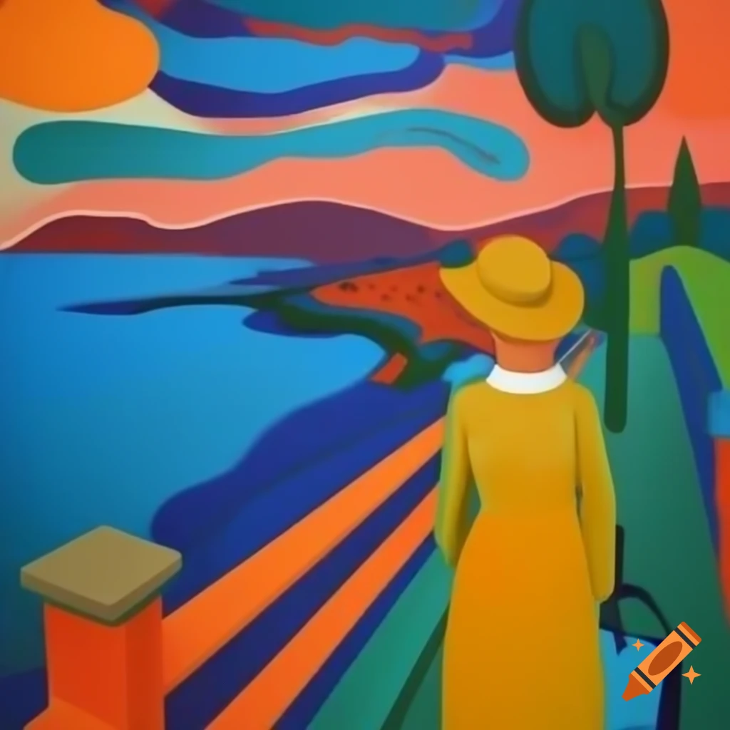 Surrealist abstract scene with vibrant colors in oil painting style