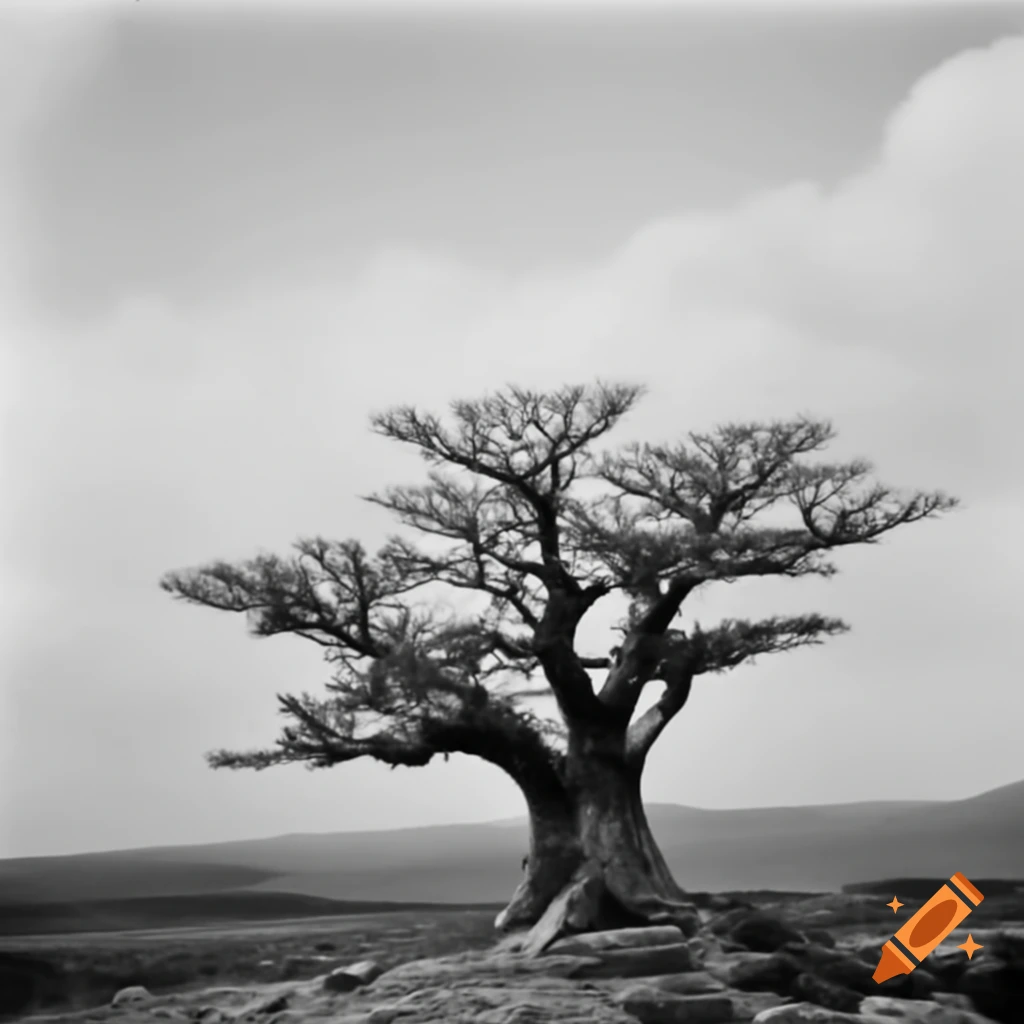 Silver prehistoric tree in 1920s pictorialism style