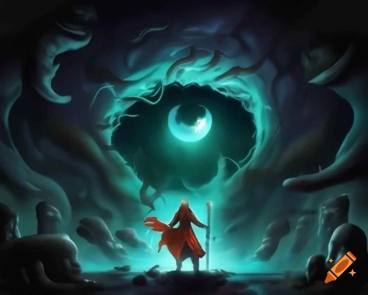 Surreal fantasy illustration in unique style by Greg Rutkowski