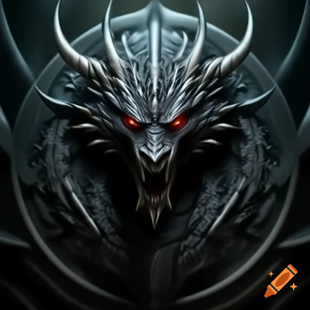 Dark silver dragon enclosed in a circular design