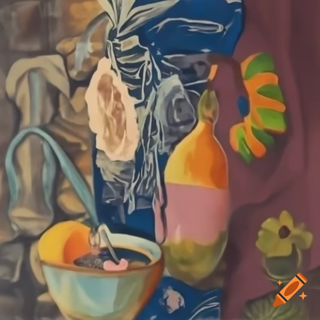 Artwork in Feininger art style featuring abstract shapes and colors