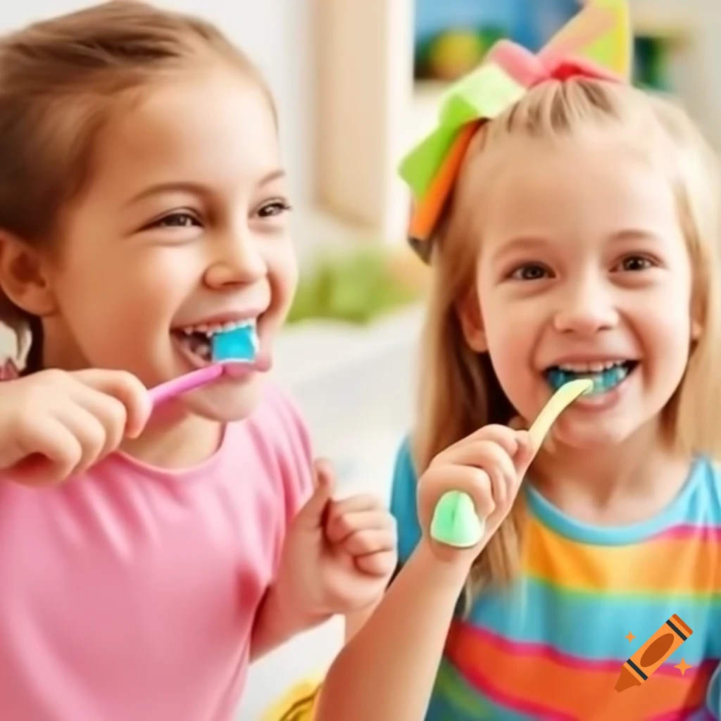 Children brushing their teeth