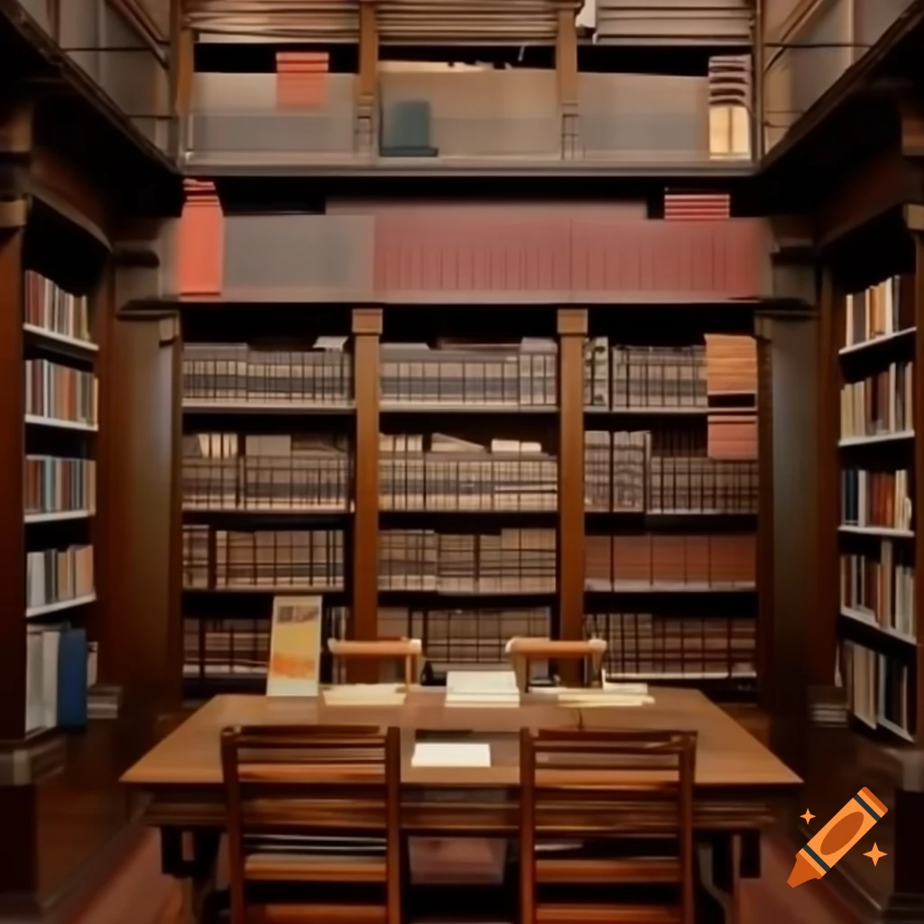 Very large old library with towering bookshelves