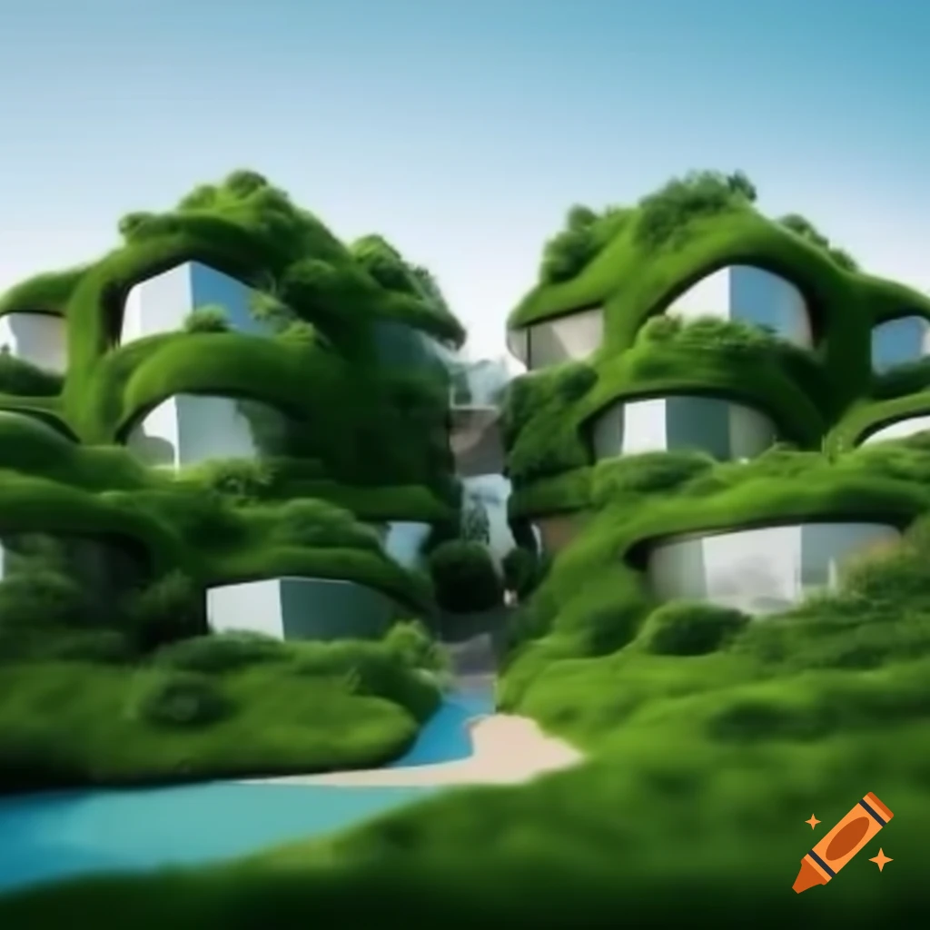 Futuristic green villas showcasing healthy architectural design