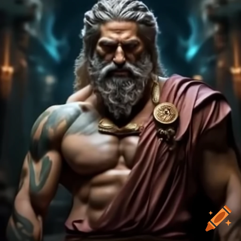 Zeus depicted using a tattoo gun