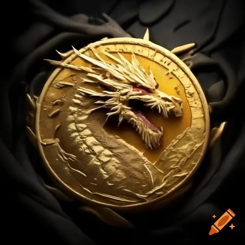 Gold coin featuring lightning dragon design