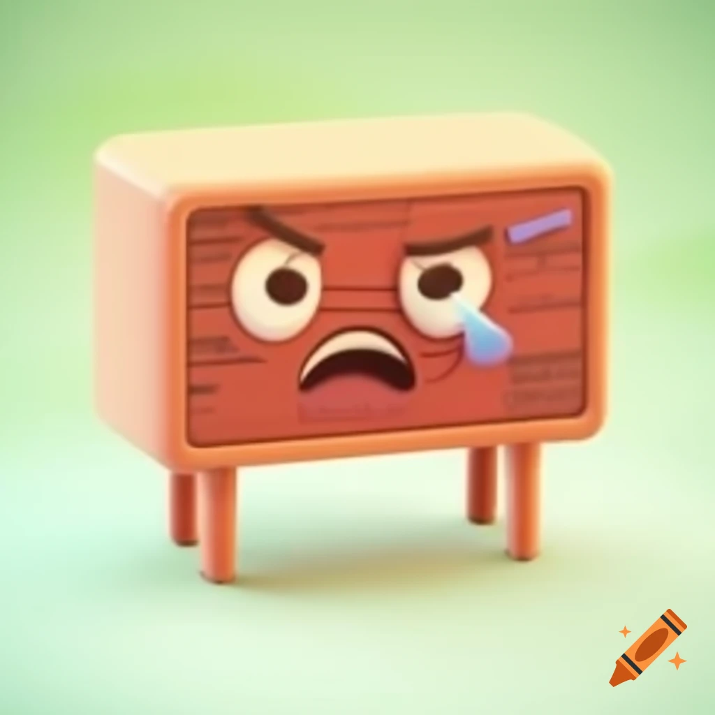 Cute cartoon sideboard with crying eyes