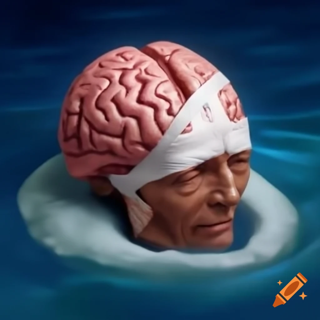 Brain with large bandage across it