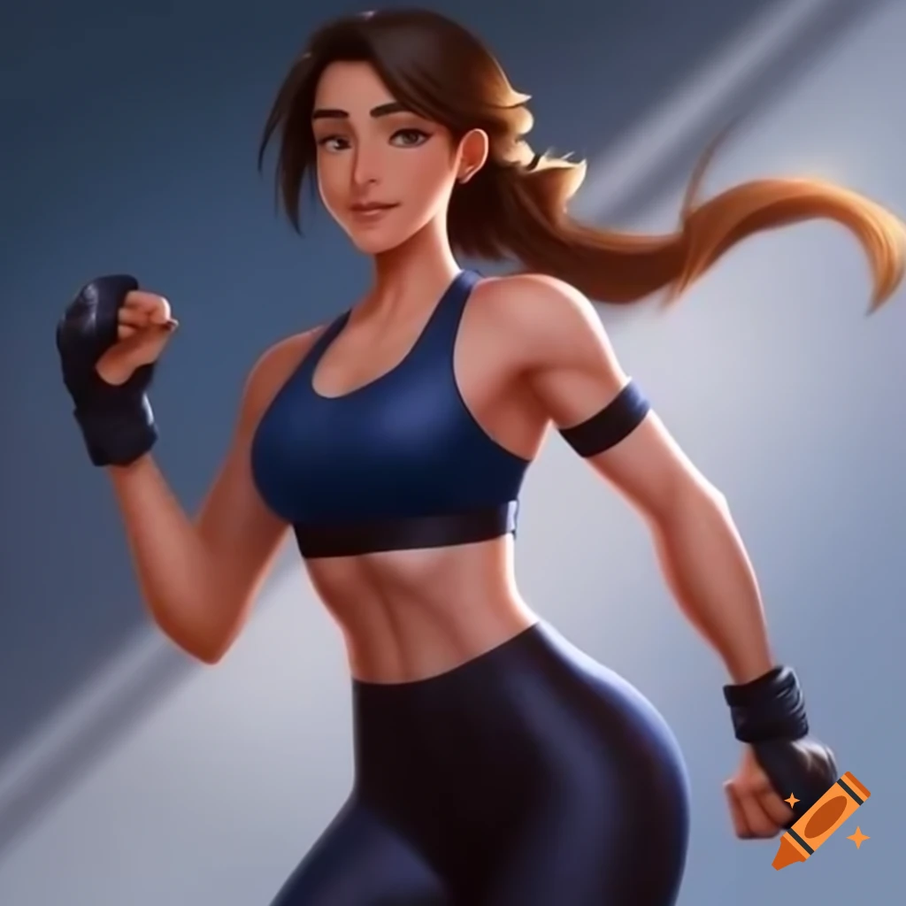 Happy athletic woman in workout clothes