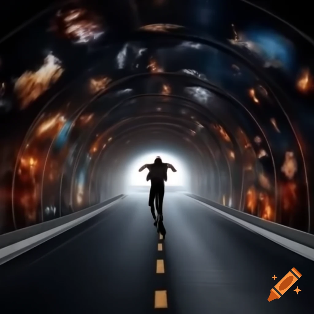 Vast cosmic tunnel with a sense of time suspension