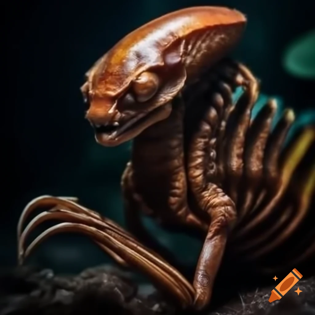 Human female xenomorph worker in deep mining spandex suit with centipede features