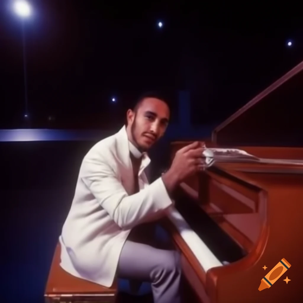 Lewis Hamilton styled as an 80s singer