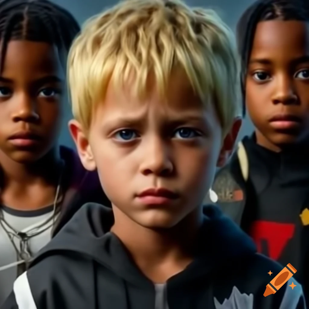 Three boys with diverse hairstyles and strong features on Craiyon