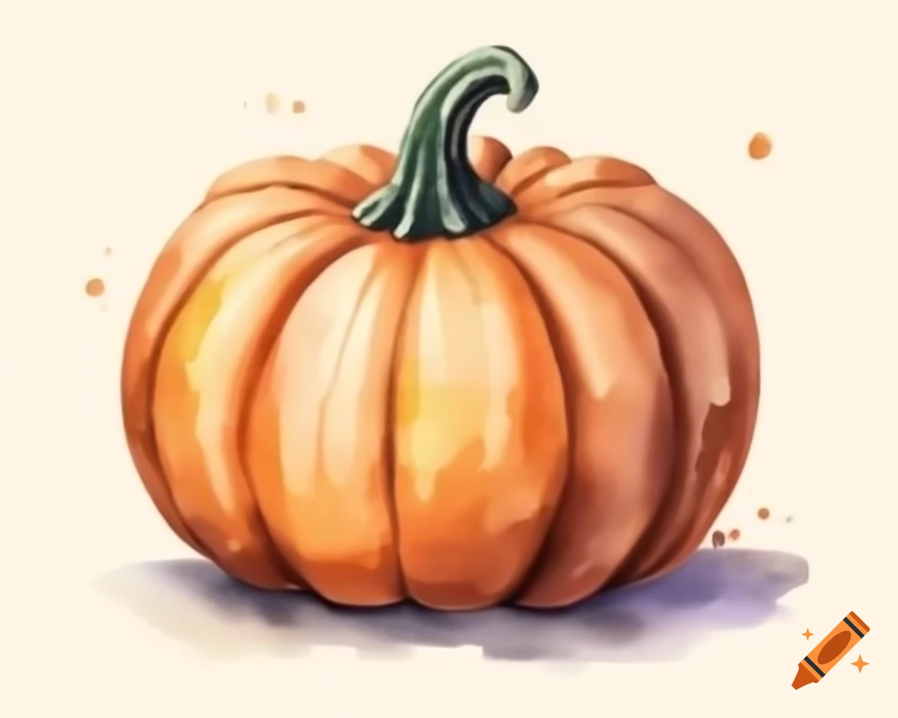Watercolor Halloween pumpkin in brown, tan, and gold storybook style