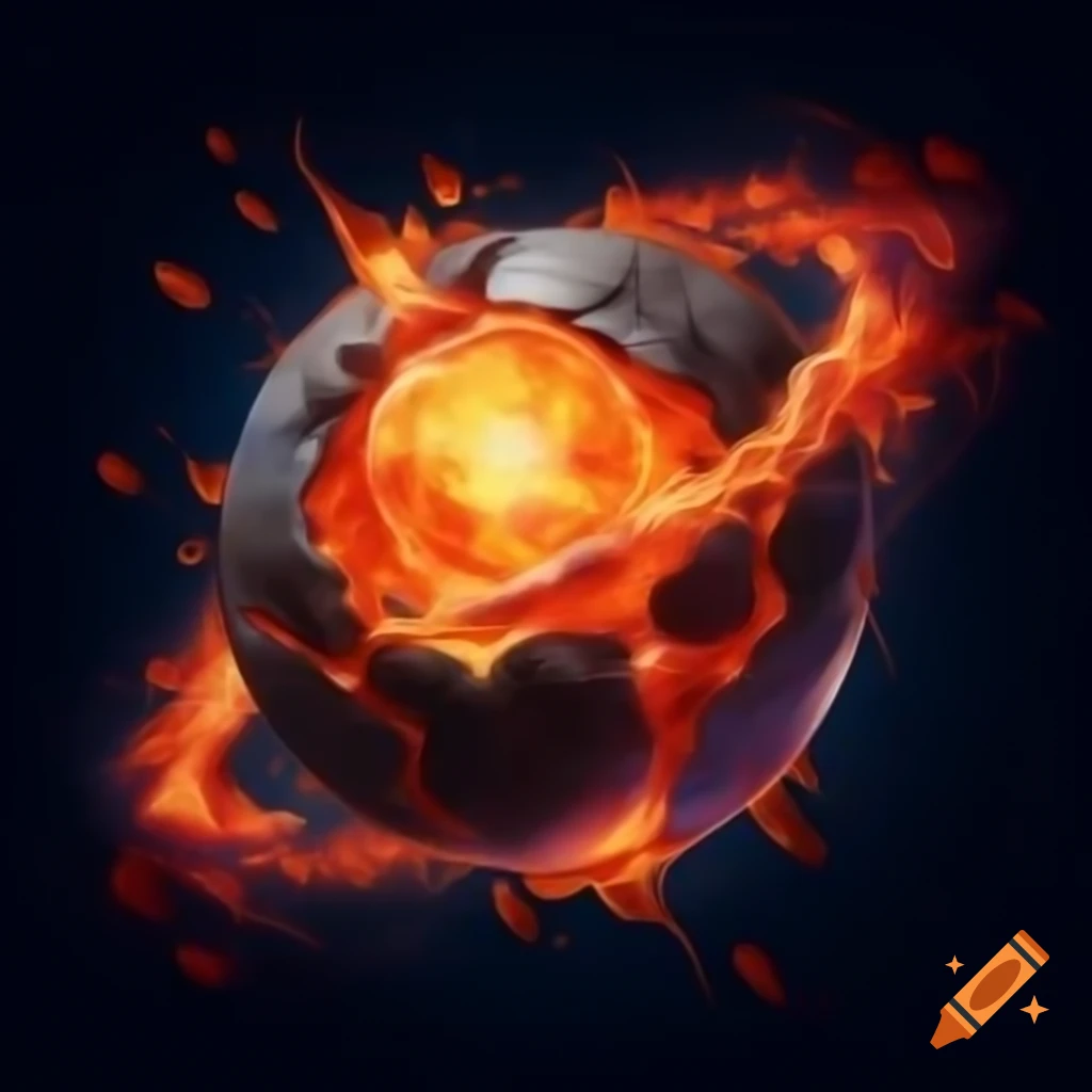 Drawing of a magic orb containing lava