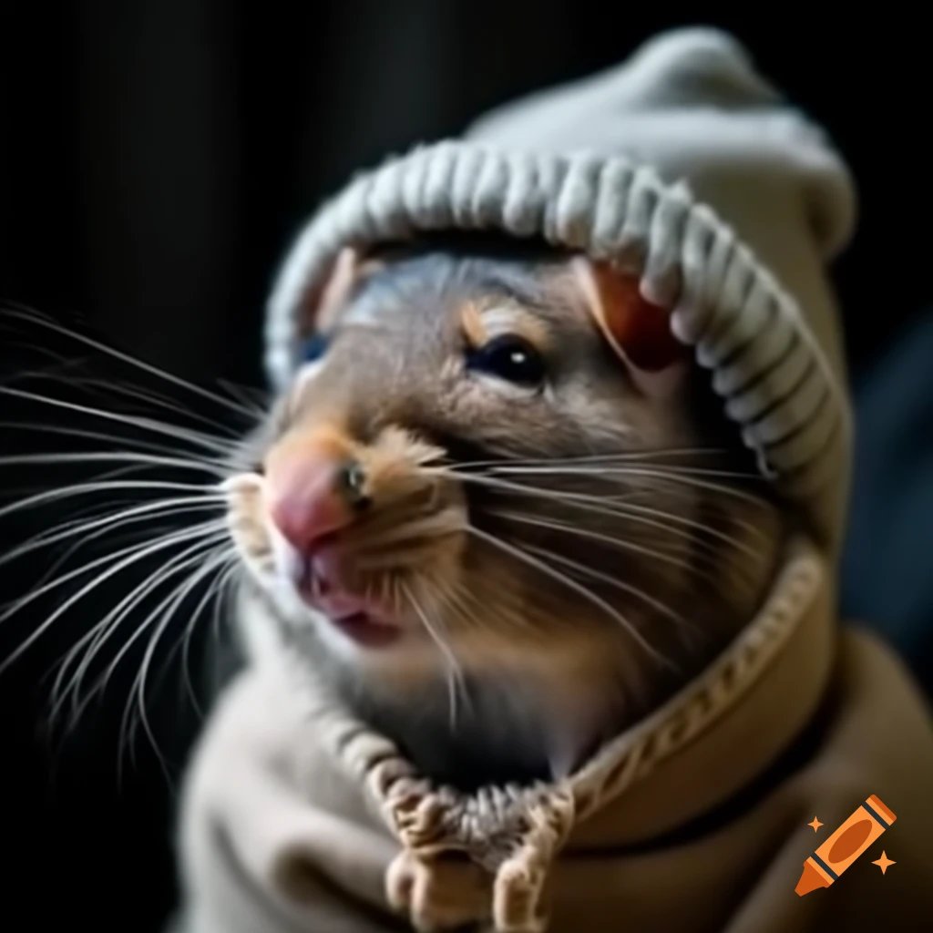 Rat wearing a beanie
