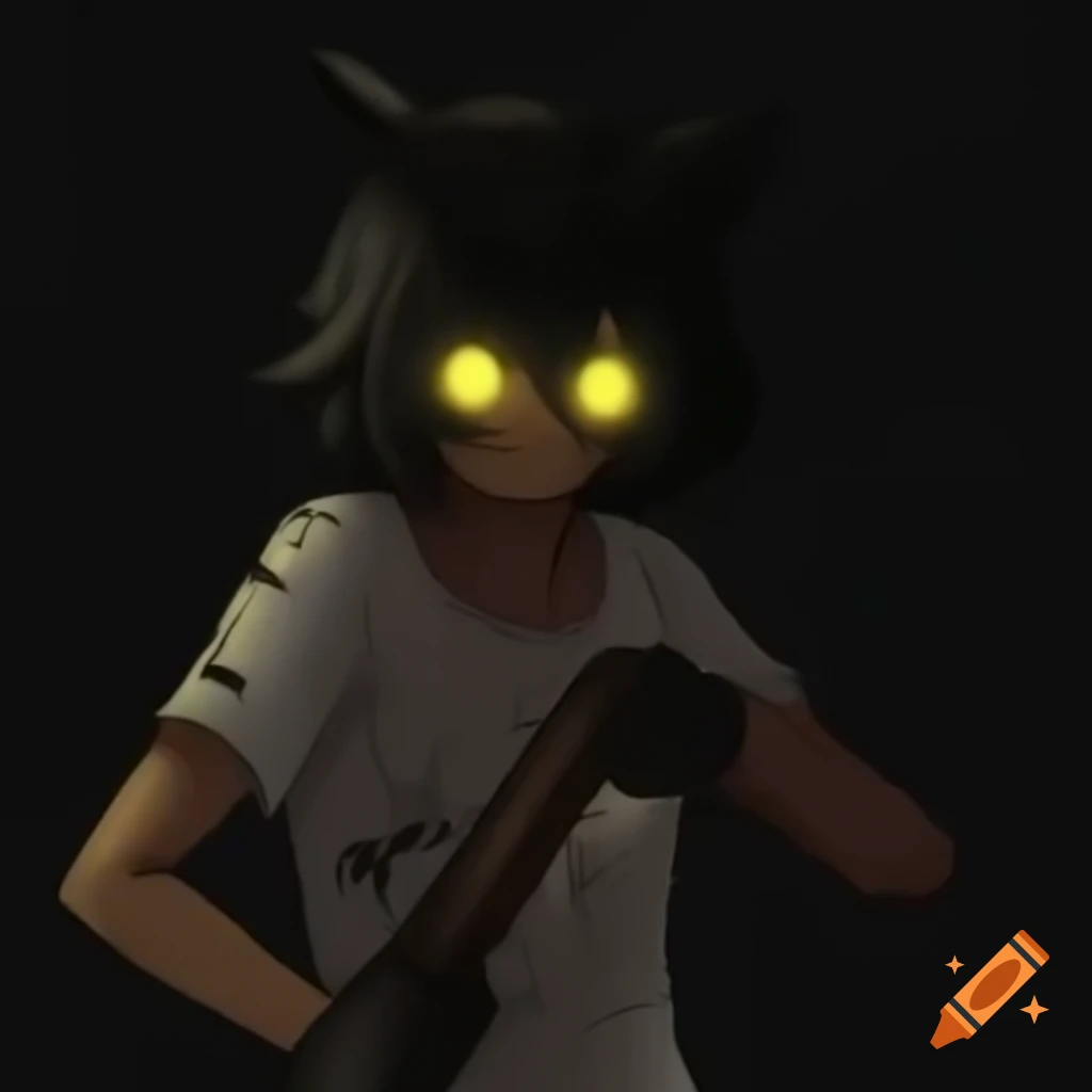 Older anime character Niko with black headband and glowing gang symbol, holding rusty machete, bored expression