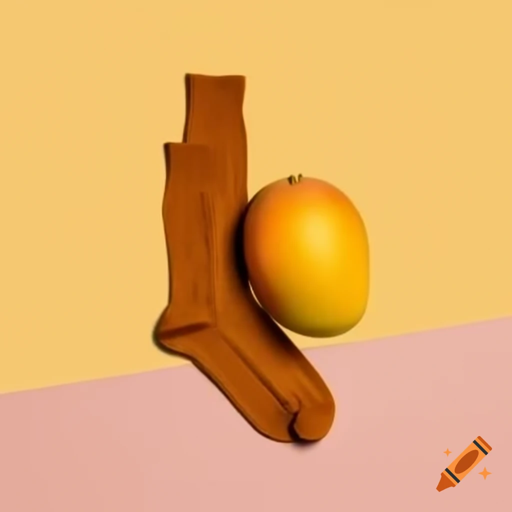 Pair of socks next to a mango