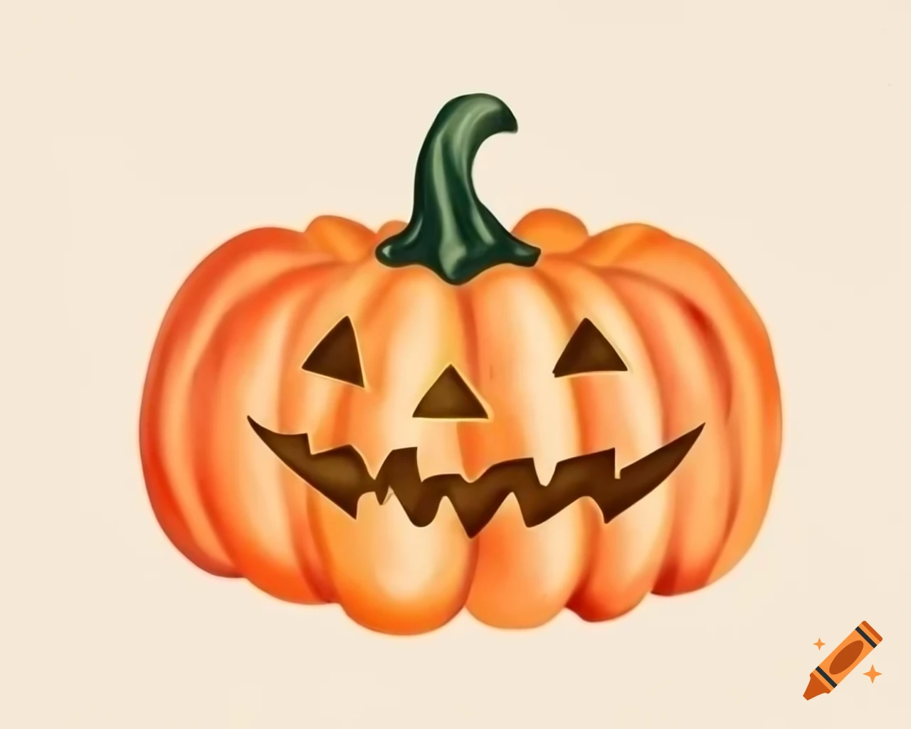 Watercolor Halloween pumpkin in orange, green, and gold, storybook style