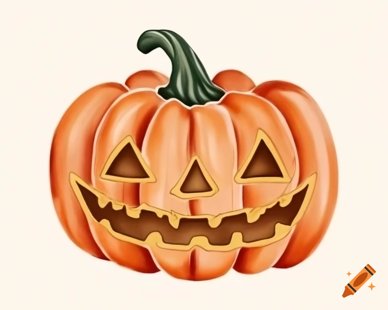 Watercolor Halloween pumpkin in shades of brown, orange, and gold in storybook style