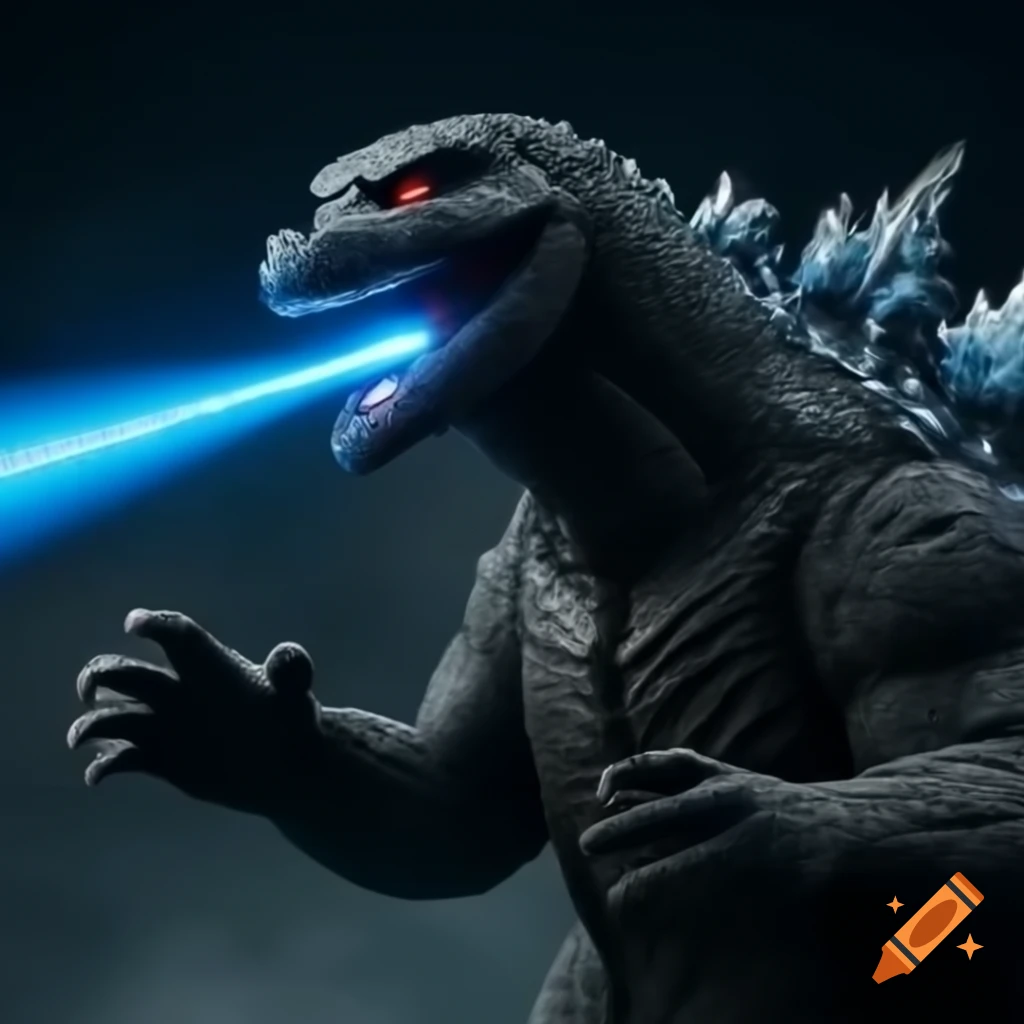 Godzilla unleashing blue energy beam