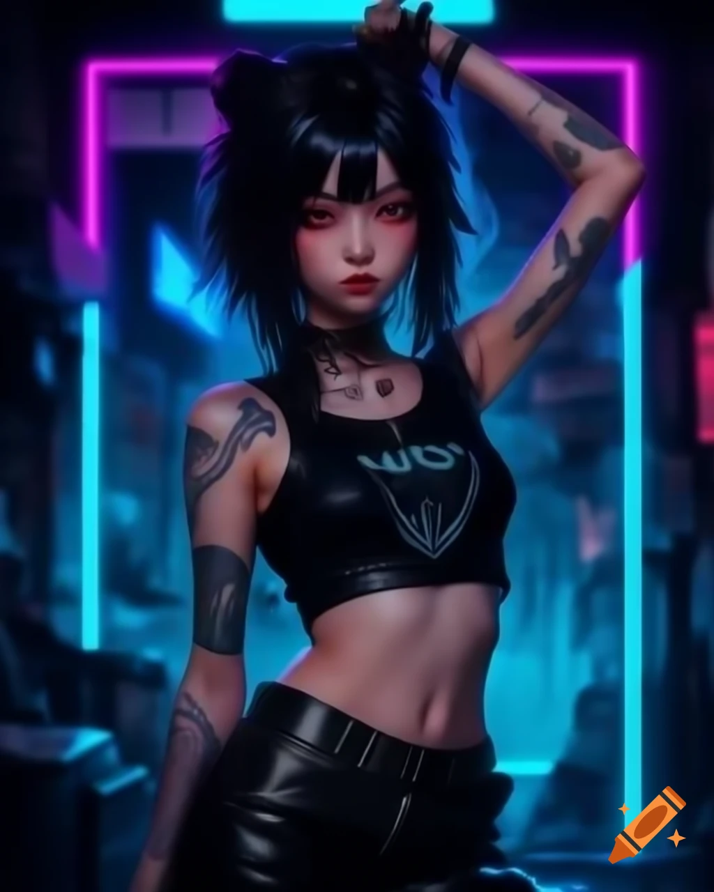 Punk-inspired young woman in dystopian fashion, edgy style