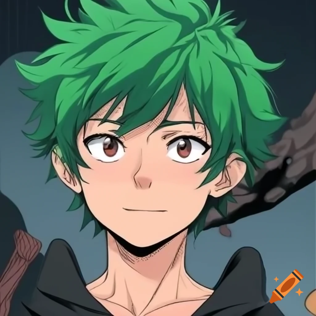 Young male witch with spiky green hair