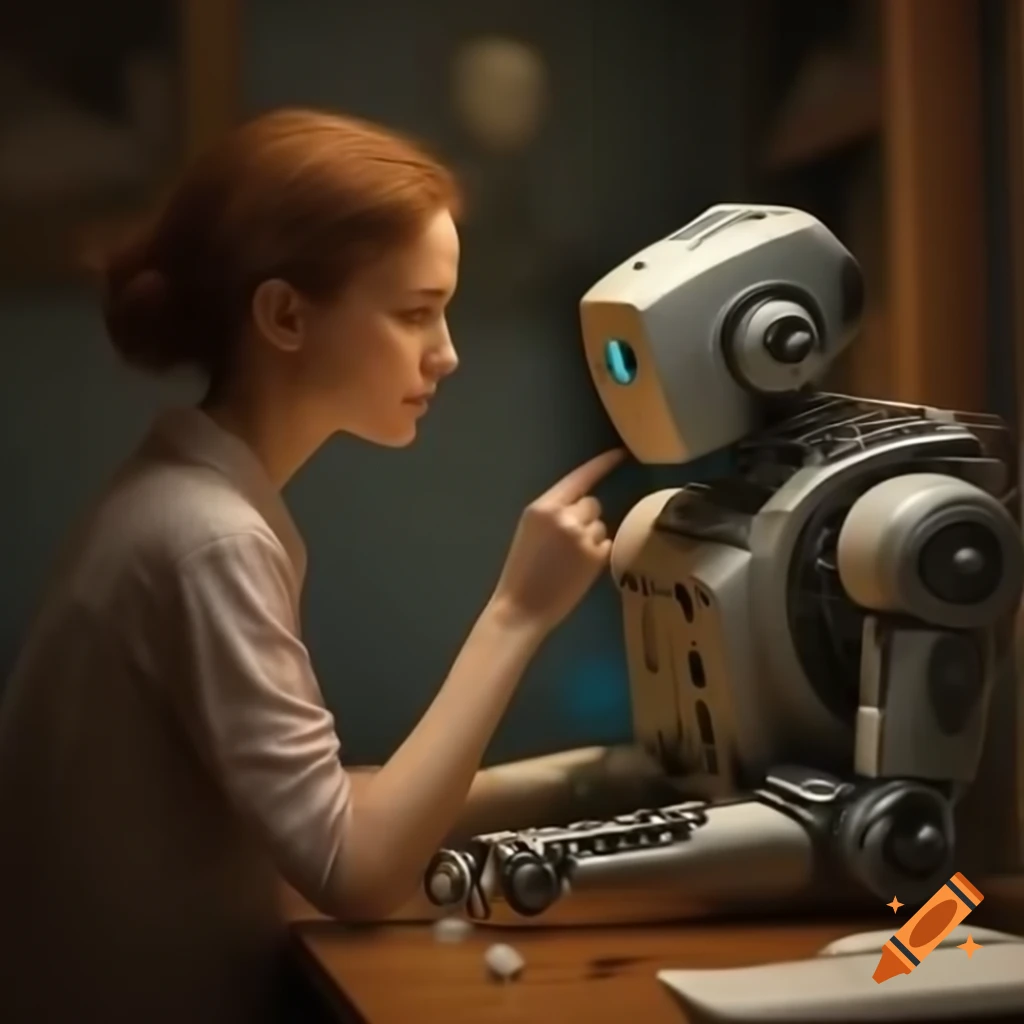Romantic connection between a woman and a robot