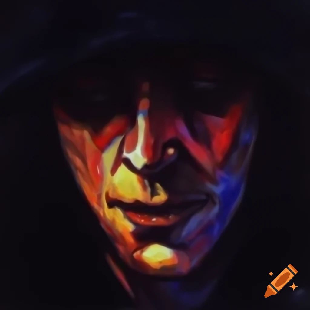 Detailed line art of a sad man with an injured face, using random colors