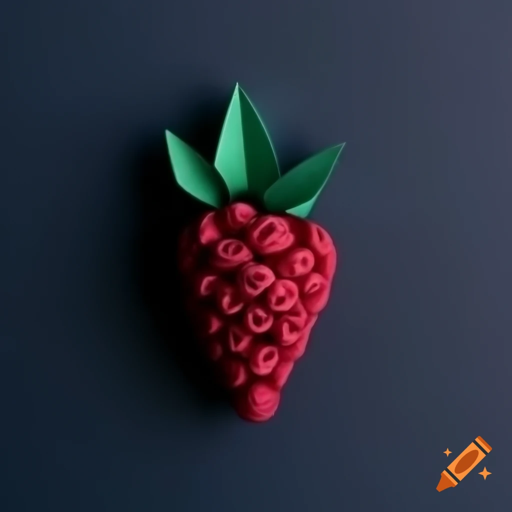 Origami paper blackberries and raspberries against dark background