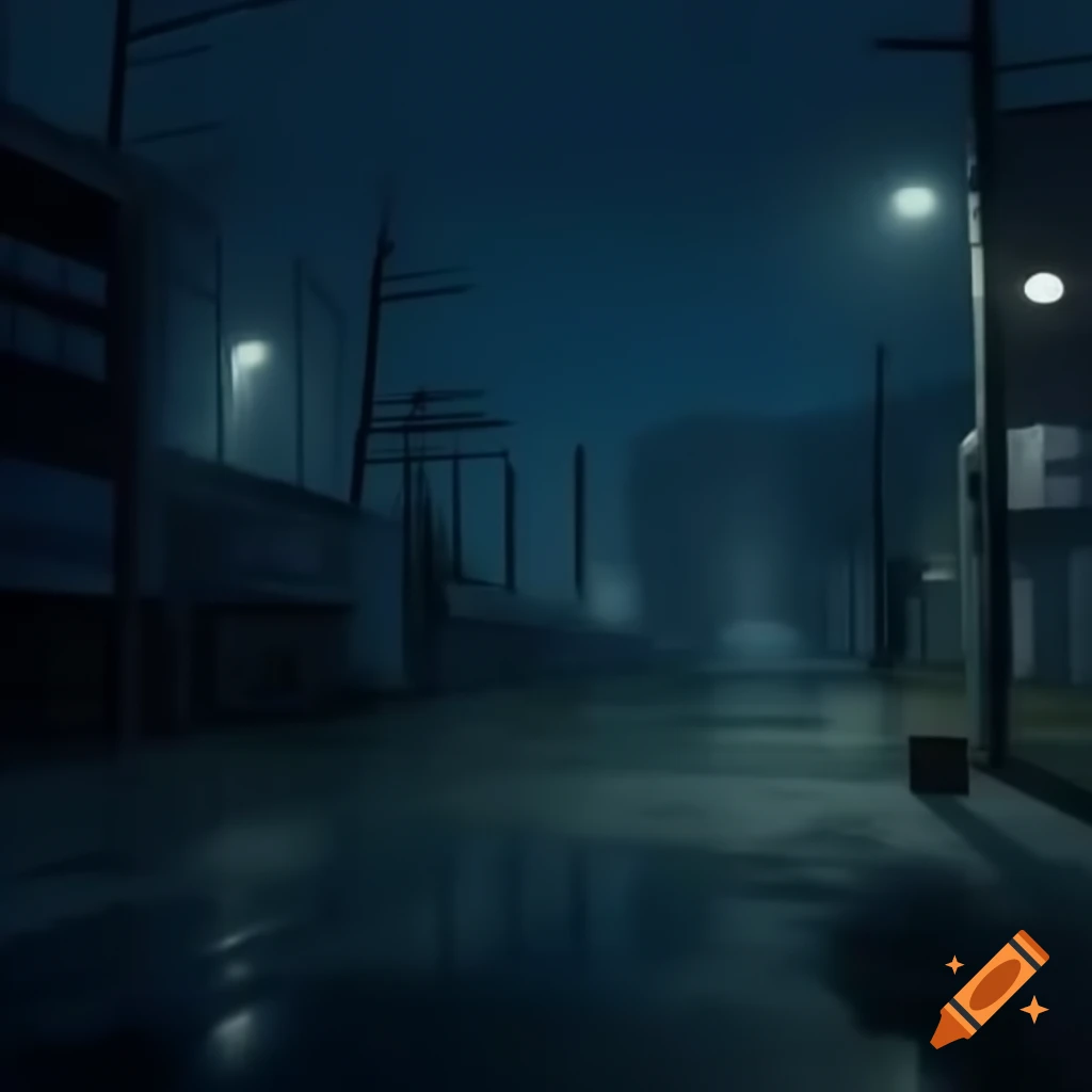 Desolate cityscape at night