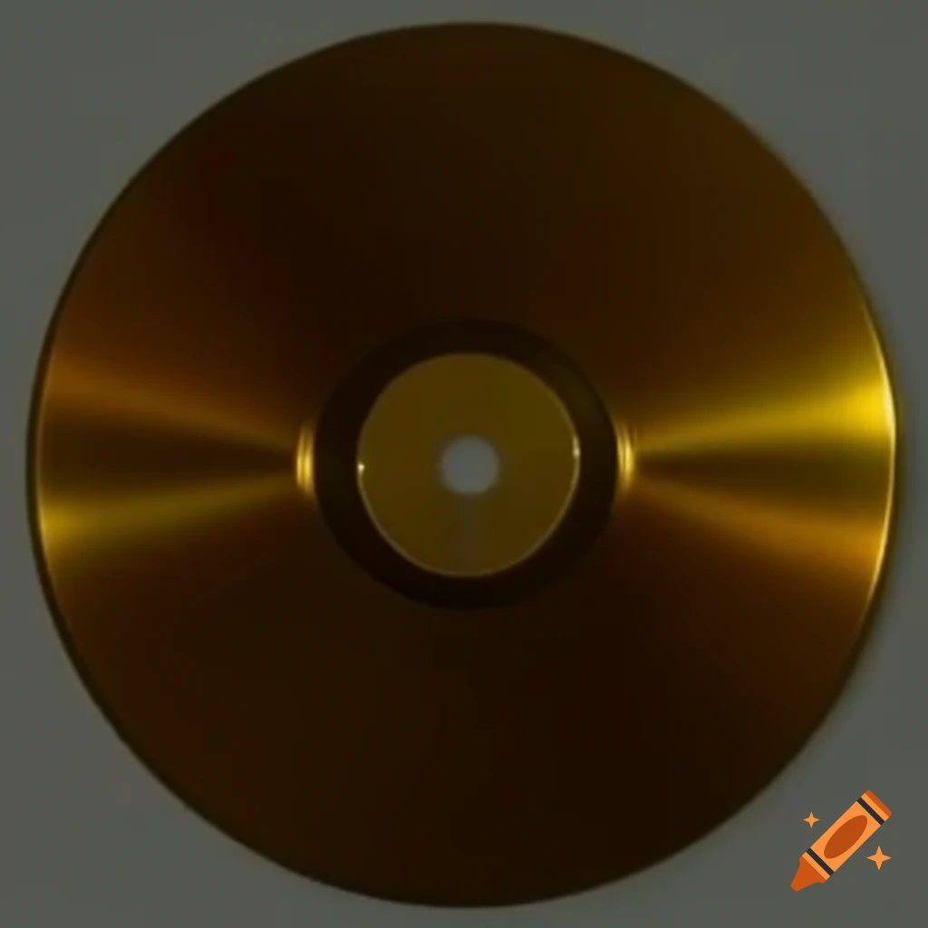 Dark golden disc inspired by Voyager golden record cover