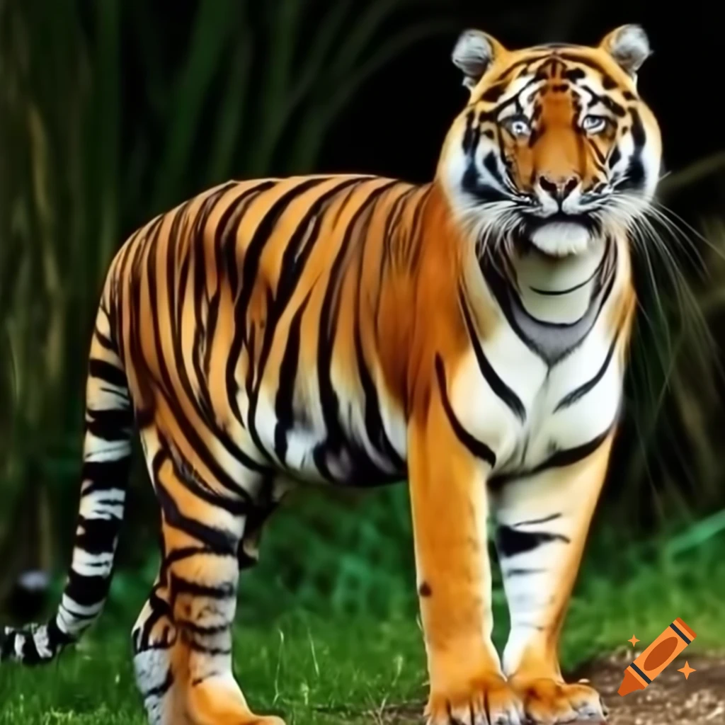 Sumatran tiger in high definition against grassland background