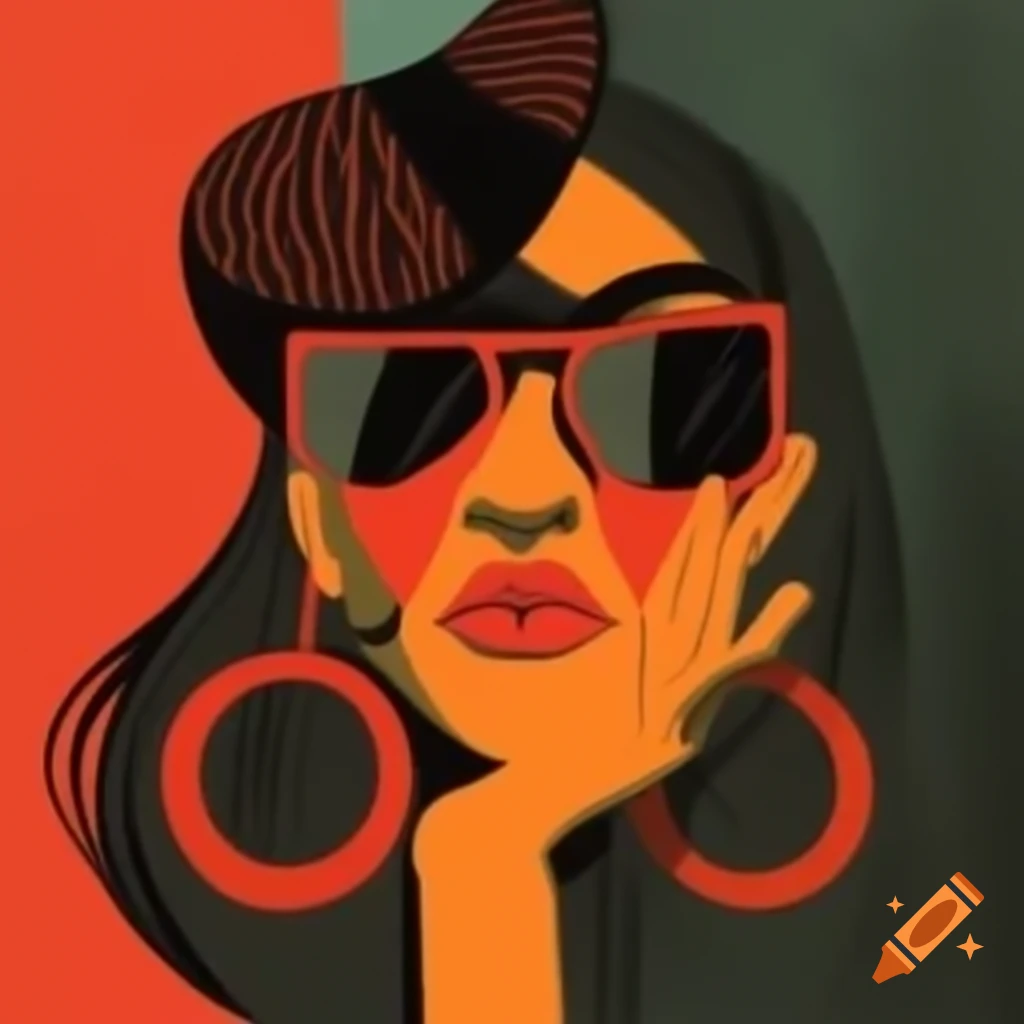 Cubism artwork featuring a woman wearing sunglasses