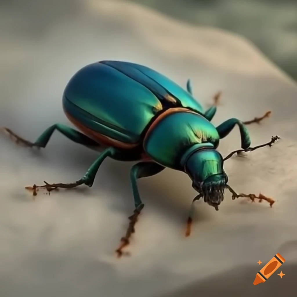 Realistic illustration of bombardier beetle spraying defense mechanism